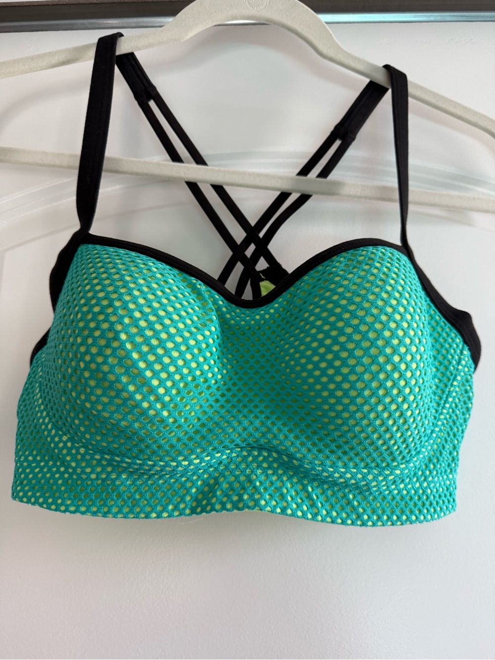 Victoria's Secret Teal Mesh Sports Bra with Black Trim